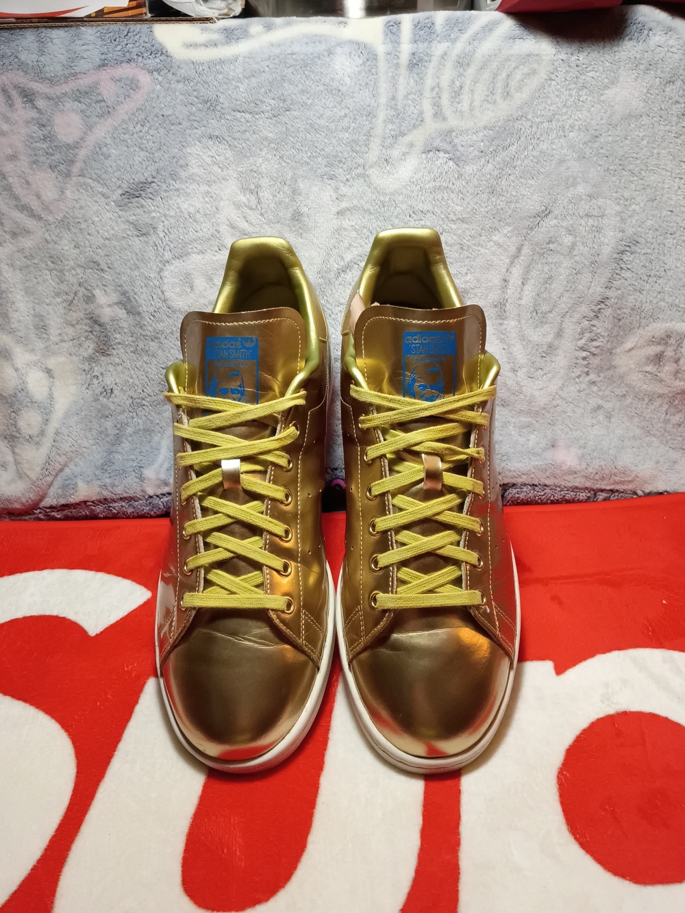 adidas Originals Stan Smith Gold Metallic Crystal White Mens Size 13 VNDS Rare